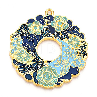 Rack Plating Alloy Enamel Big Pendants ENAM-N056-394C-G-1