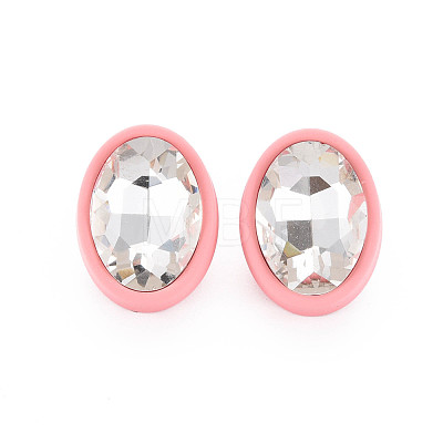 Crystal Rhinestone Oval Stud Earrings with 925 Sterling Silver Pins for Women MACR-S275-037B-1