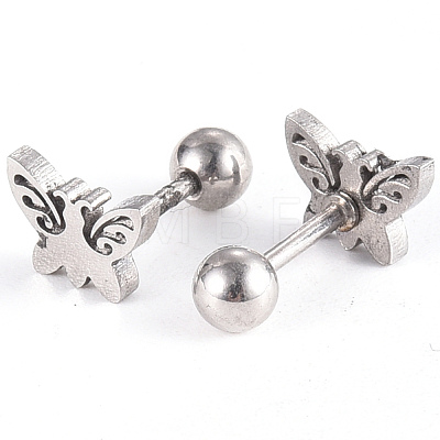 Tarnish Resistant 201 Stainless Steel Barbell Cartilage Earrings EJEW-R147-20-1