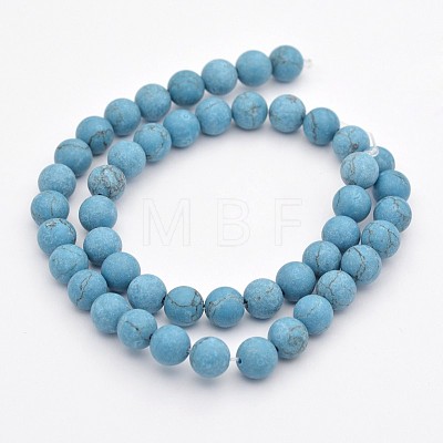 Synthetic Turquoise Round Beads Strands G-D658-6mm-1