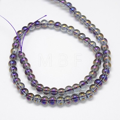 Electroplate Crystal Glass Round Beads Strands EGLA-F037-6mm-A-1