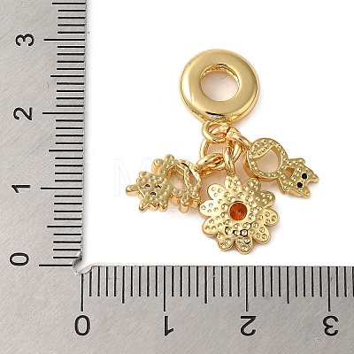 Rack Plating Brass Pave Colorful Cubic Zirconia European Dangle Charms KK-P279-44G-1