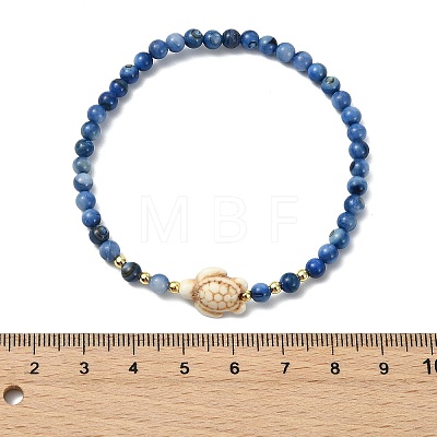 Dyed Natural Freshwater Shell & Synthetic Turquoise Beaded Stretch Bracelets for Women BJEW-JB13883-1