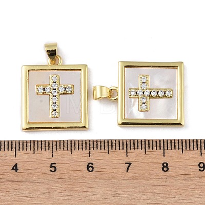 Rack Plating Brass Micro Pave Clear Cubic Zirconia Pendants KK-K341-44G-05-1