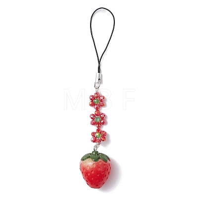 4Pcs Flower Glass & Resin Pendant Decorations HJEW-TA00439-1