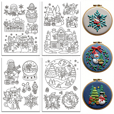4 Sheets 11.6x8.2 Inch Stick and Stitch Embroidery Patterns DIY-WH0455-237-1