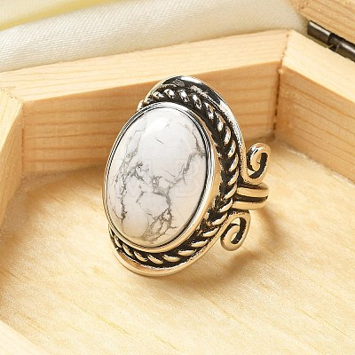 Natural Howlite Adjustable Rings RJEW-I108-01AS-01-1