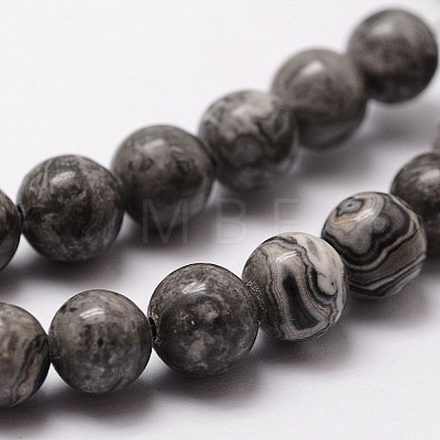 Natural Map Stone/Picasso Stone/Picasso Jasper Beads Strands G-G735-27-10mm-1