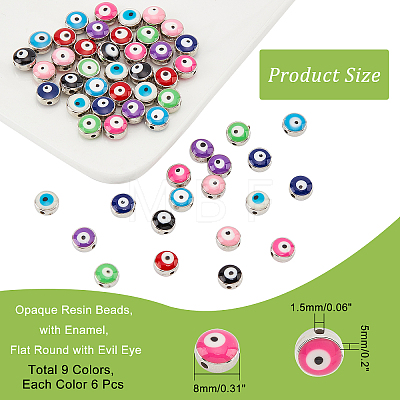  54Pcs 9 Colors Opaque Resin Beads RESI-NB0001-88-1