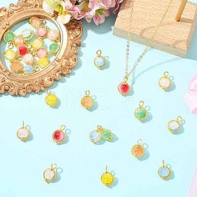 30Pcs 6 Colors Glass Pendants PALLOY-YW00183-1