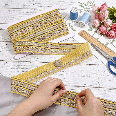 5 Yards Ethnic Style Embroidery Polyester Ribbons OCOR-GA0003-10-1