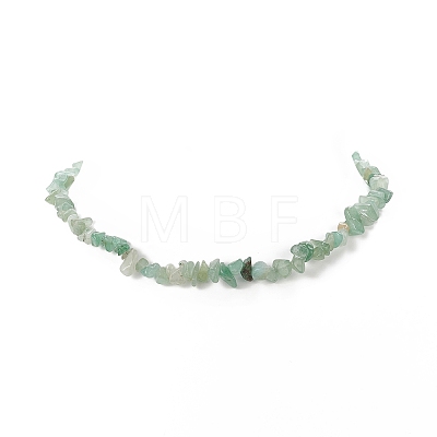Natural Green Aventurine Chip Beaded Necklaces with 304 Stainless Steel Lobster Claw Clasp & Chain Extender NJEW-JN04225-04-1