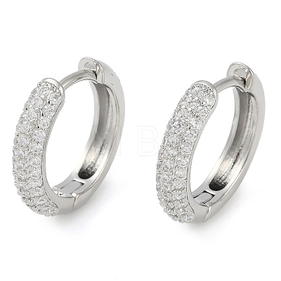 Rack Plating Ring Brass Micro Pave Cubic Zirconia Hoop Earrings EJEW-Z059-12P-1