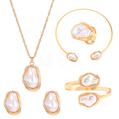 Oval Alloy & Plastic Pearl Jewelry Sets WGB491C-23-1