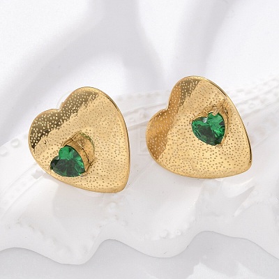 Brass & Glass & Plastic Stud Earrings EJEW-D302-03G-01B-1