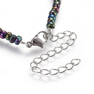 Glass Seed Beads Charm Bracelets BJEW-JB04148-1