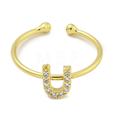 Rack Plating Brass Open Cuff Rings for Women RJEW-F162-02G-U-1