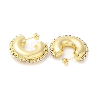 Rack Plating Brass Donut Stud Earrings EJEW-D073-06G-1