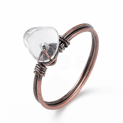 Natural Quartz Crystal Chips Finger Ring RJEW-L082-03R-02-1