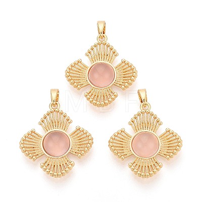 Natural Pink Agate(Dyed & Heated) Pendants KK-N287-07G-01-1