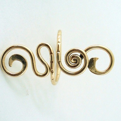Boho Adjustable Brass Twisted Wire Wrapped Long Toe Rings FS-WGB3A04-01-1