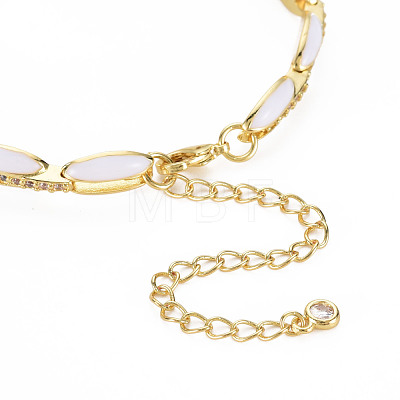 Brass Micro Pave Cubic Zirconia Link Chain Bracelet for Women BJEW-T020-05G-08-1