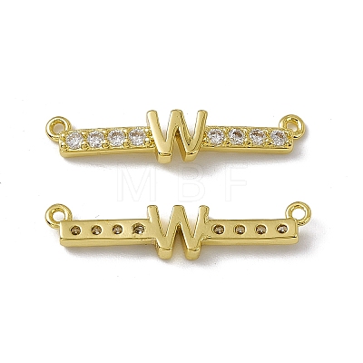 Rack Plating Brass Micro Pave Clear Cubic Zirconia Connector Charms KK-C007-37G-W-1
