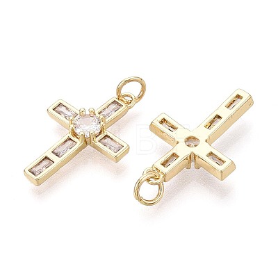 Religion Brass Micro Pave Clear Cubic Zirconia Pendants KK-T080-40G-1