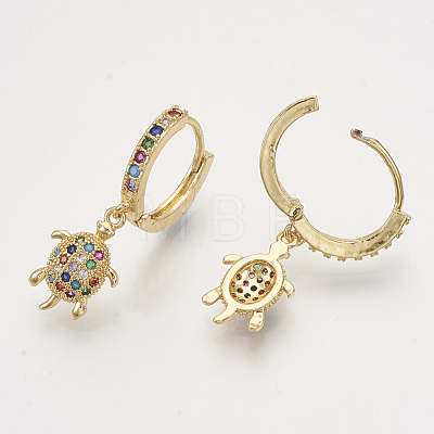 Brass Cubic Zirconia Dangle Hoop Earrings EJEW-S201-140-1