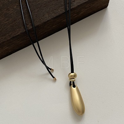 Alloy Teardrop Pendant Adjustable Black Waxed Cord Necklaces for Women WG6DD4B-02-1