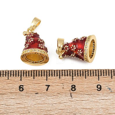 Christmas Brass Micro Pave Cubic Zirconia Enamel Pendants KK-B161-15G-04-1