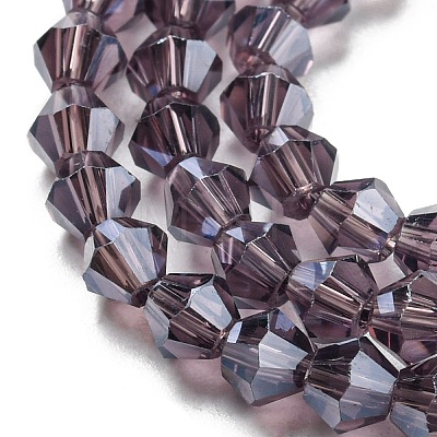 Transparent Electroplate Glass Beads Strands GLAA-F029-3mm-C04-1