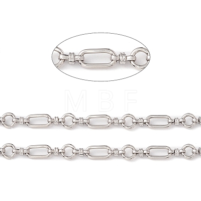 Tarnish Resistant 304 Stainless Steel Ring and Oval Link Chains X-CHS-E023-04P-1