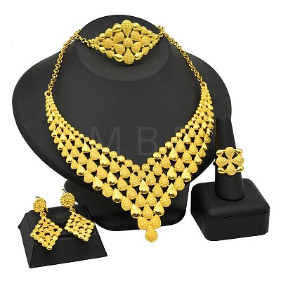 Alloy Pendant Necklaces & Stud Dangle Earrings & Rings & Link Bracelets Sets WGE4917-08-1