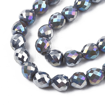 Electroplate Opaque Solid Color Glass Beads Strands EGLA-N002-26-A07-1