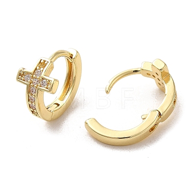 Rack Plating Brass Micro Pave Cubic Zirconia Hoop Earrings EJEW-A031-24G-1