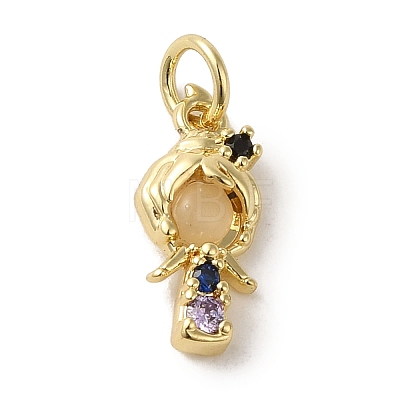 Brass Micro Pave Colorful Cubic Zirconia Glass Pendants X-KK-R162-026F-G-1