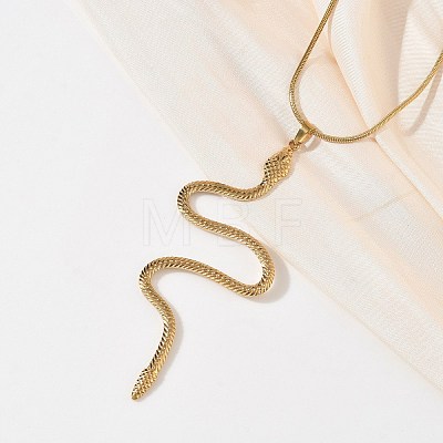 304 Stainless Steel Snake Pendant Round Snake Chain Necklaces for Women NJEW-K307-01G-1