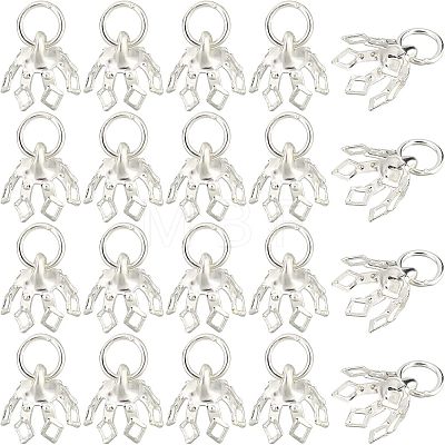 80Pcs Flower Rack Plating Brass Filigree Bead Cap Pendant Bails KK-FH0003-48-1