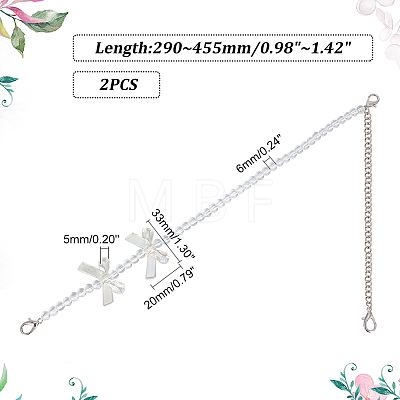 2Pcs Adjustable ABS Imitation Pearl Beaded Bag Straps DIY-AR0003-16B-1