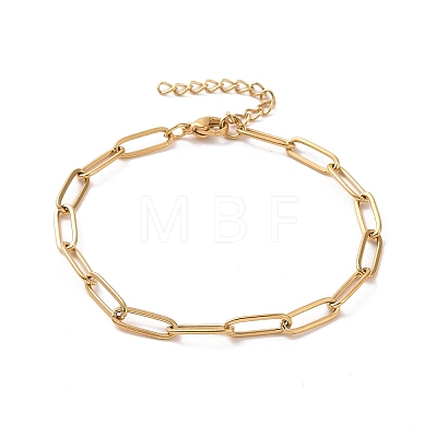 PVD Vacuum Plating 304 Stainless Steel Paperclip Chain Bracelet for Men Women X-BJEW-E031-02G-01-1