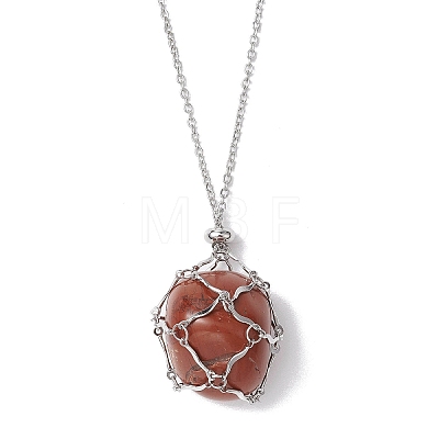 Stainless Steel Macrame Pouch Empty Stone Holder for Necklace Makings NJEW-JN04825-01-1