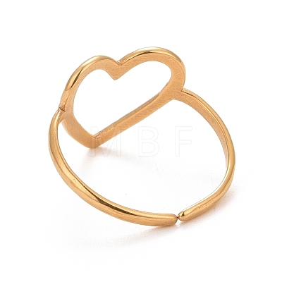 Ion Plating(IP) 304 Stainless Steel Open Heart Cuff Ring for Women RJEW-C025-22G-1