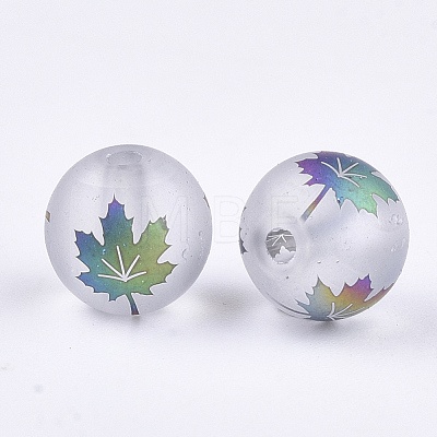 Autumn Theme Electroplate Transparent Glass Beads EGLA-S178-01E-1