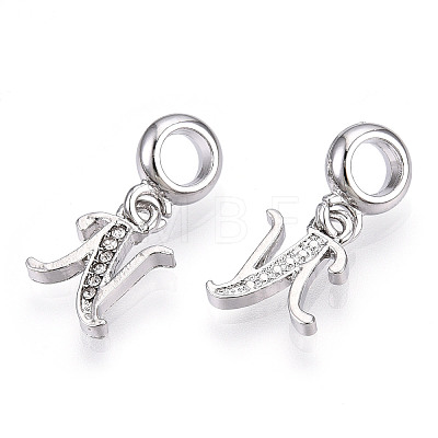 Platinum Rack Plating Alloy Rhinestone European Dangle Charms PALLOY-T048-36P-N-1