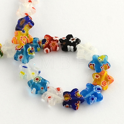 Flower Handmade Millefiori Glass Beads Strands X-LK-R004-33-1