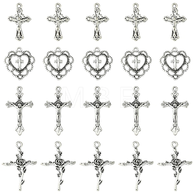24Pcs 4 Styles Tibetan Style Alloy Pendants TIBE-FS0001-18-1