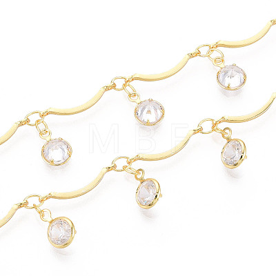 Brass Glass Scalloped Bar Chains CHC-T018-06G-1