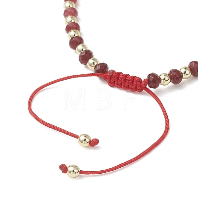 Dyed Natural Malaysia Jade Rondelle Beaded Braided Bead Bracelets BJEW-JB13395-1