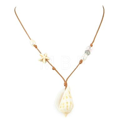 Shell Pendant Necklaces NJEW-TA00179-03-1